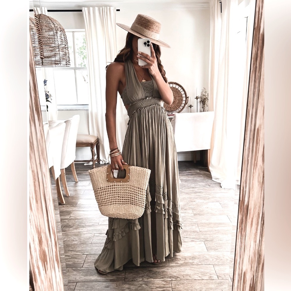 NWT— OHM- Papermoon Green Maxi Dress